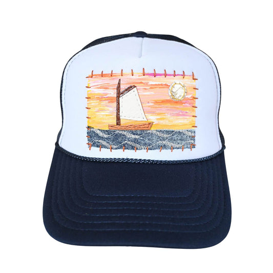 Patch Hat - NVY Sailboat Denim Ocean Foil Sun