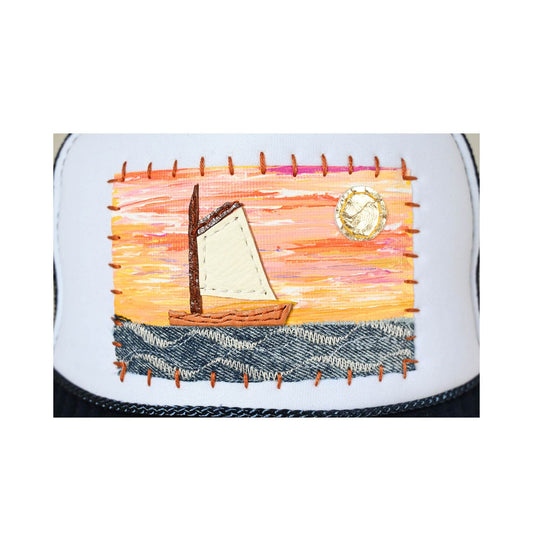 Patch Hat - NVY Sailboat Denim Ocean Foil Sun