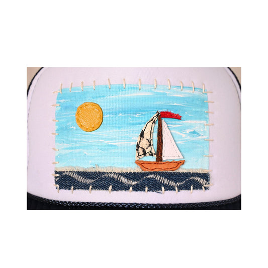 Patch Hat - NVY Sailboat Denim Ocean Yellow Sun