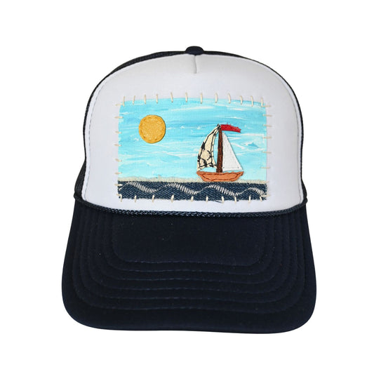 Patch Hat - NVY Sailboat Denim Ocean Yellow Sun