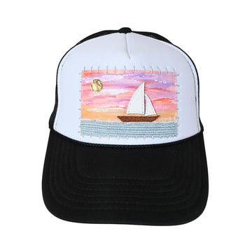 Patch Hat - BLK Sailboat Foil Sun Denim Ocean