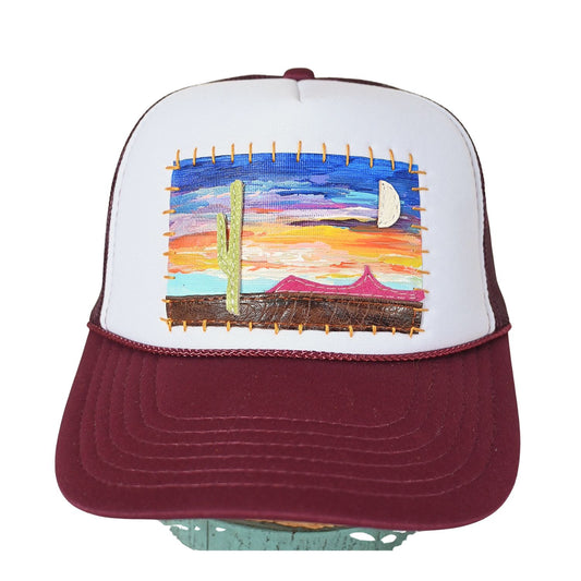 Patch Hat - Burgundy Half Moon Over the Desert