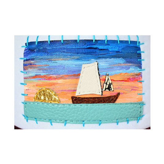 Patch Hat - Burgundy Sailboat Foil Sun