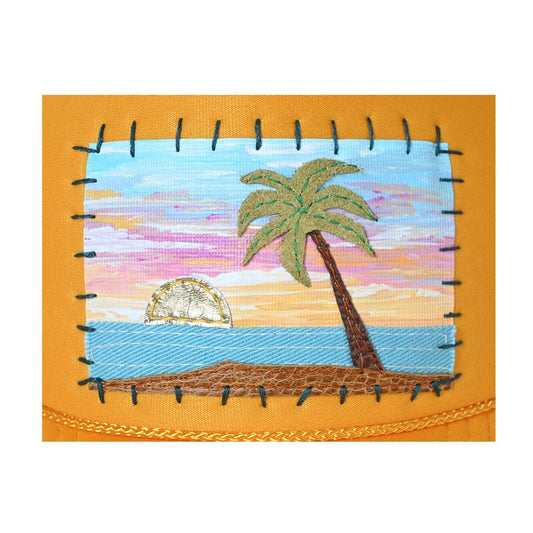 Patch Hat - YEL Palm Tree Denim Ocean