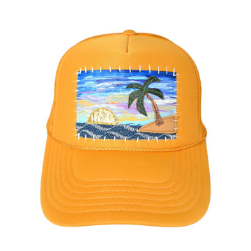 Patch Hat - YEL Palm Tree Island Foil Sun