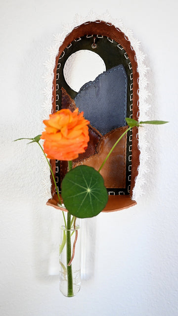 Plant Propagation Altar - Handmade Leather & Mixed Media Wall Art