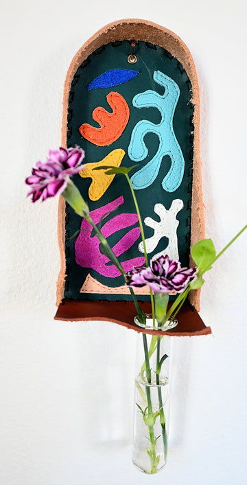 Plant Propagation Altar - Handmade Leather & Mixed Media Wall Art