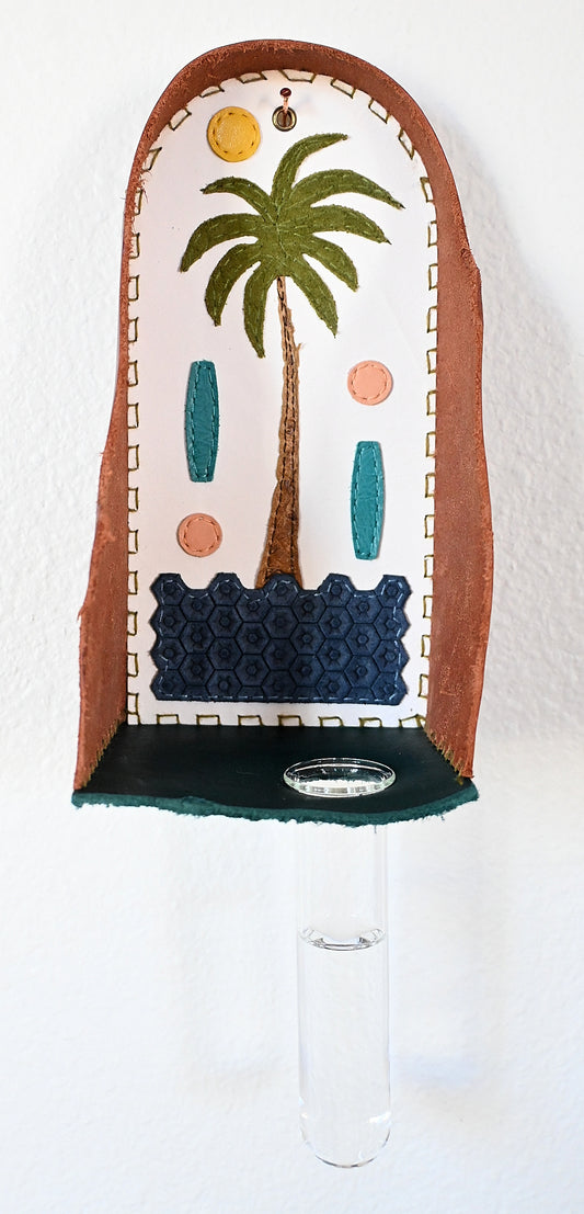 Plant Propagation Altar - Handmade Leather & Mixed Media Wall Art