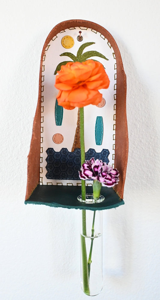 Plant Propagation Altar - Handmade Leather & Mixed Media Wall Art