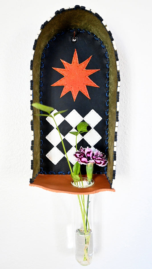 Plant Propagation Altar - Handmade Leather & Mixed Media Wall Art