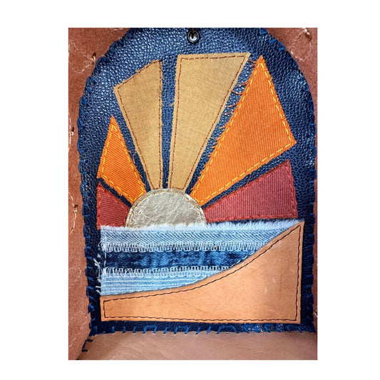 Leather Sunrise Altar - Handmade Mixed Media Wall Art