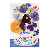 Handmade Card - Pressed Flowers - Teacup Bouquet - Blue Tablecloth
