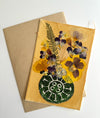 Handmade Card - Fabric Vase - Green