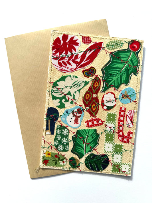 Handmade Card - Scrap Fabric Xmas GLD