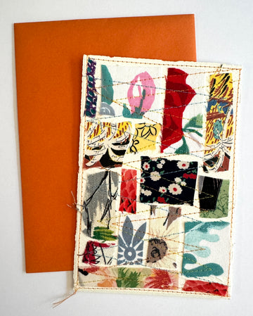 Handmade Card - Scrap Fabric Rectangles