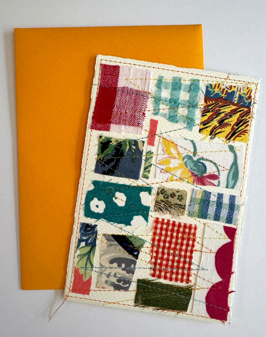Handmade Card - Scrap Fabric Rectangles 2