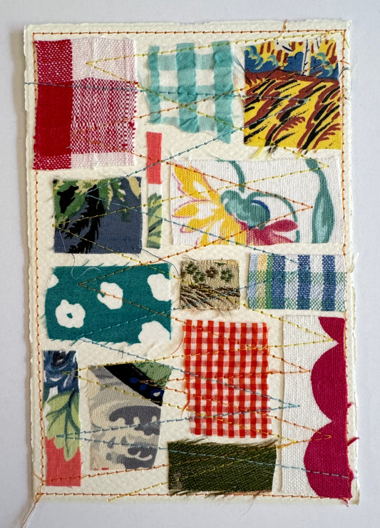 Handmade Card - Scrap Fabric Rectangles 2