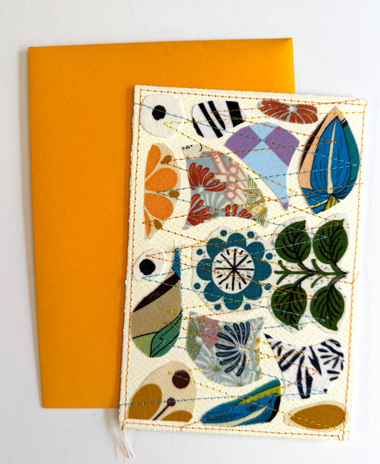 Handmade Card - Scrap Fabric BLU FLWR