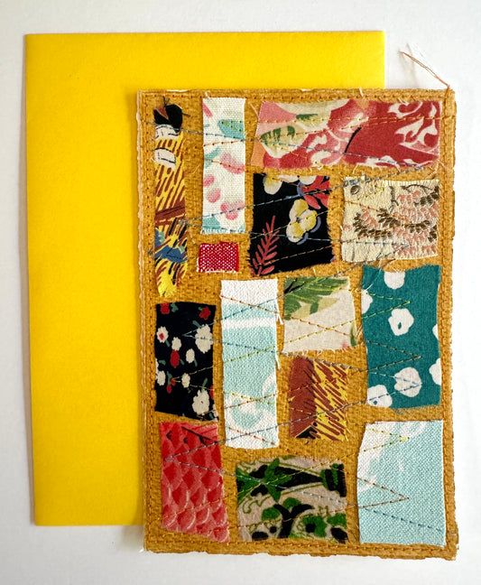 Handmade Card - Scrap Fabric Rectangles 3