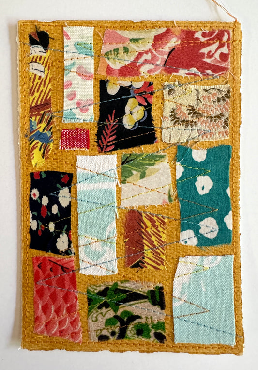 Handmade Card - Scrap Fabric Rectangles 3