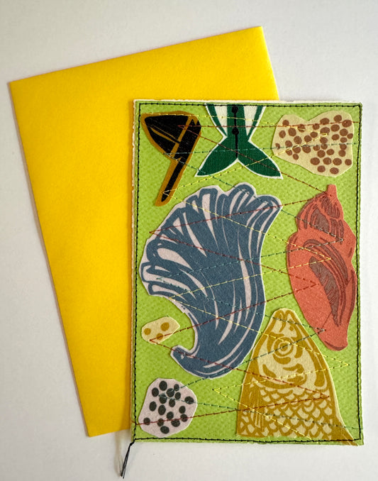 Handmade Card - Scrap Fabric YEL Fish