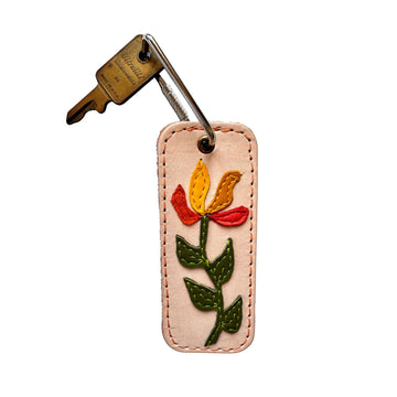 Leather Key Fob - Flower # 1