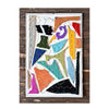 Colorful abstract quilt on a wooden surface