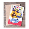 Handmade Card - Pressed Flowers - Teacup Bouquet - Red Tablecloth