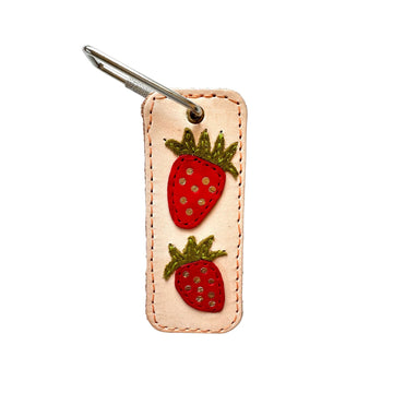 Leather Key Fob - Strawberries