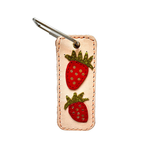 Leather Key Fob - Strawberries