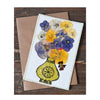 Handmade Card - Pressed Flowers - Yellow Vase