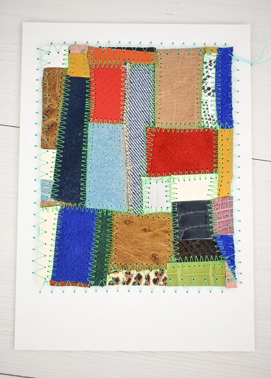 Patchwork Quilt Card - Leather