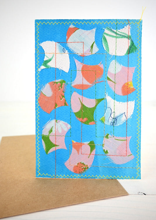Handmade Card - Scrap Fabric BLU