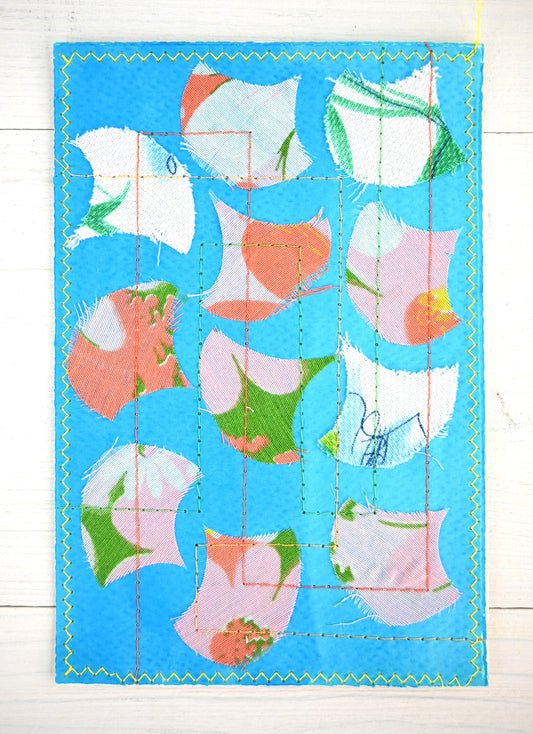 Handmade Card - Scrap Fabric BLU